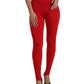 Elegant Red High Waist Leggings Pants