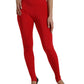 Elegant Red High Waist Leggings Pants