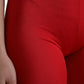 Elegant Red High Waist Leggings Pants