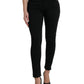 Elegant Black Mid Waist Stretch Jeans