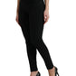 Elegant Black Mid Waist Stretch Jeans