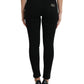 Elegant Black Mid Waist Stretch Jeans