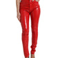 High Waist Red Skinny Pants - Sleek and Chic