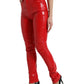 High Waist Red Skinny Pants - Sleek and Chic