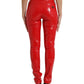 High Waist Red Skinny Pants - Sleek and Chic