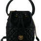 Elegant Black Leather Bucket Shoulder Bag