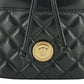 Elegant Black Leather Bucket Shoulder Bag