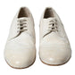 Elegant White Leather Brogue Dress Shoes