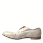 Elegant White Leather Brogue Dress Shoes