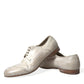 Elegant White Leather Brogue Dress Shoes