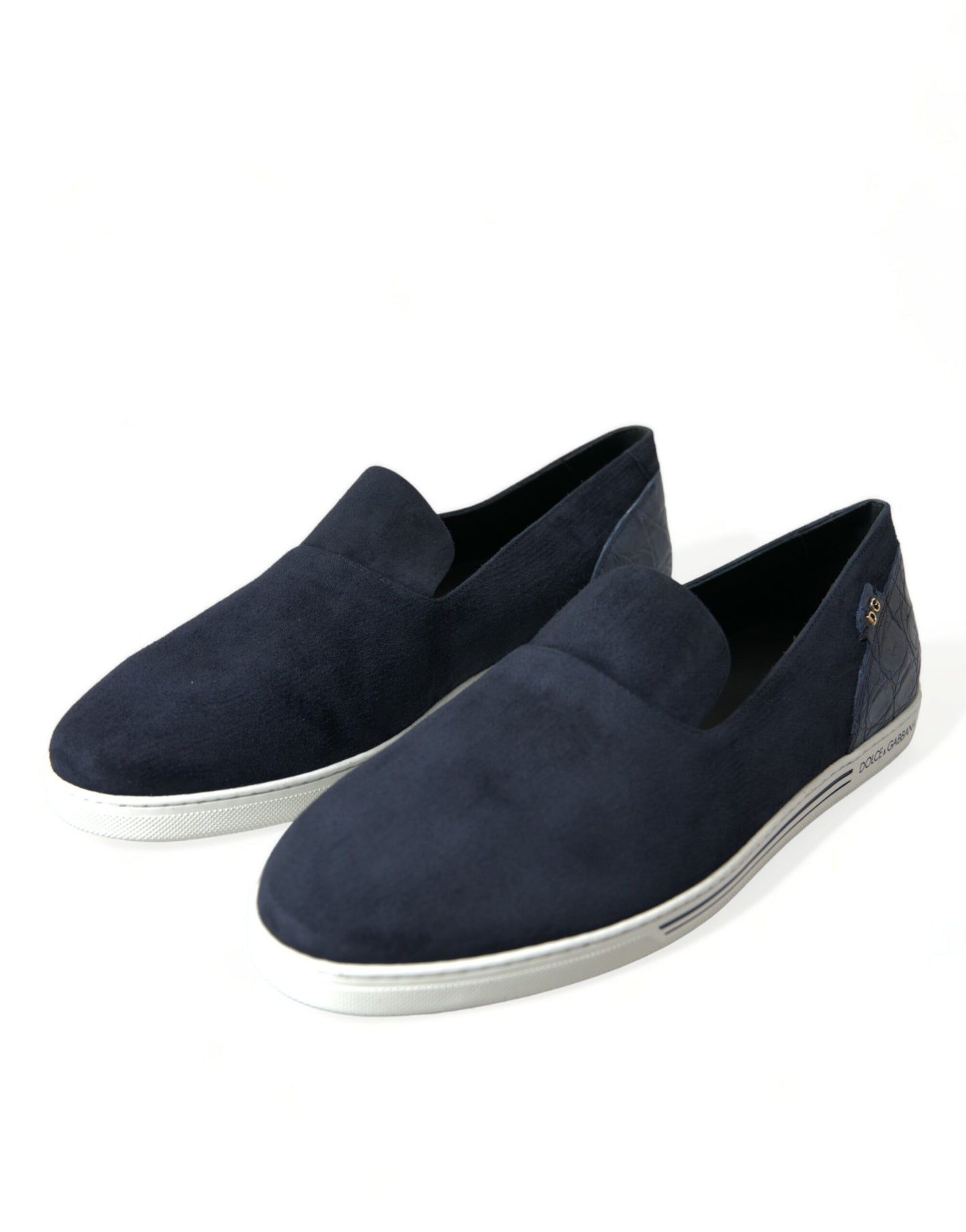 Saint Tropez Suede Slippers with Crocodile Detail