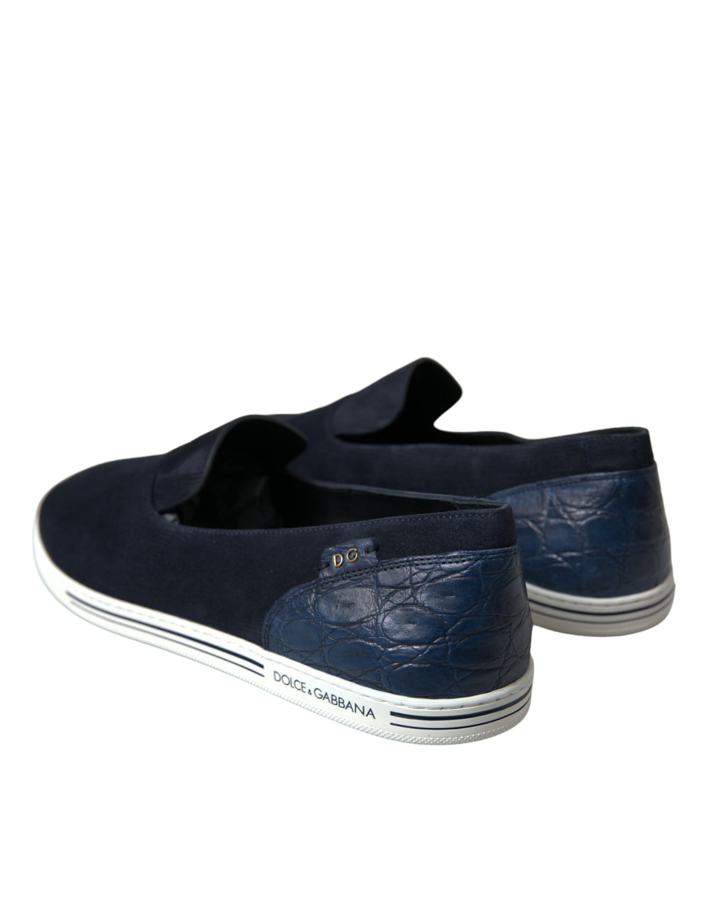 Saint Tropez Suede Slippers with Crocodile Detail