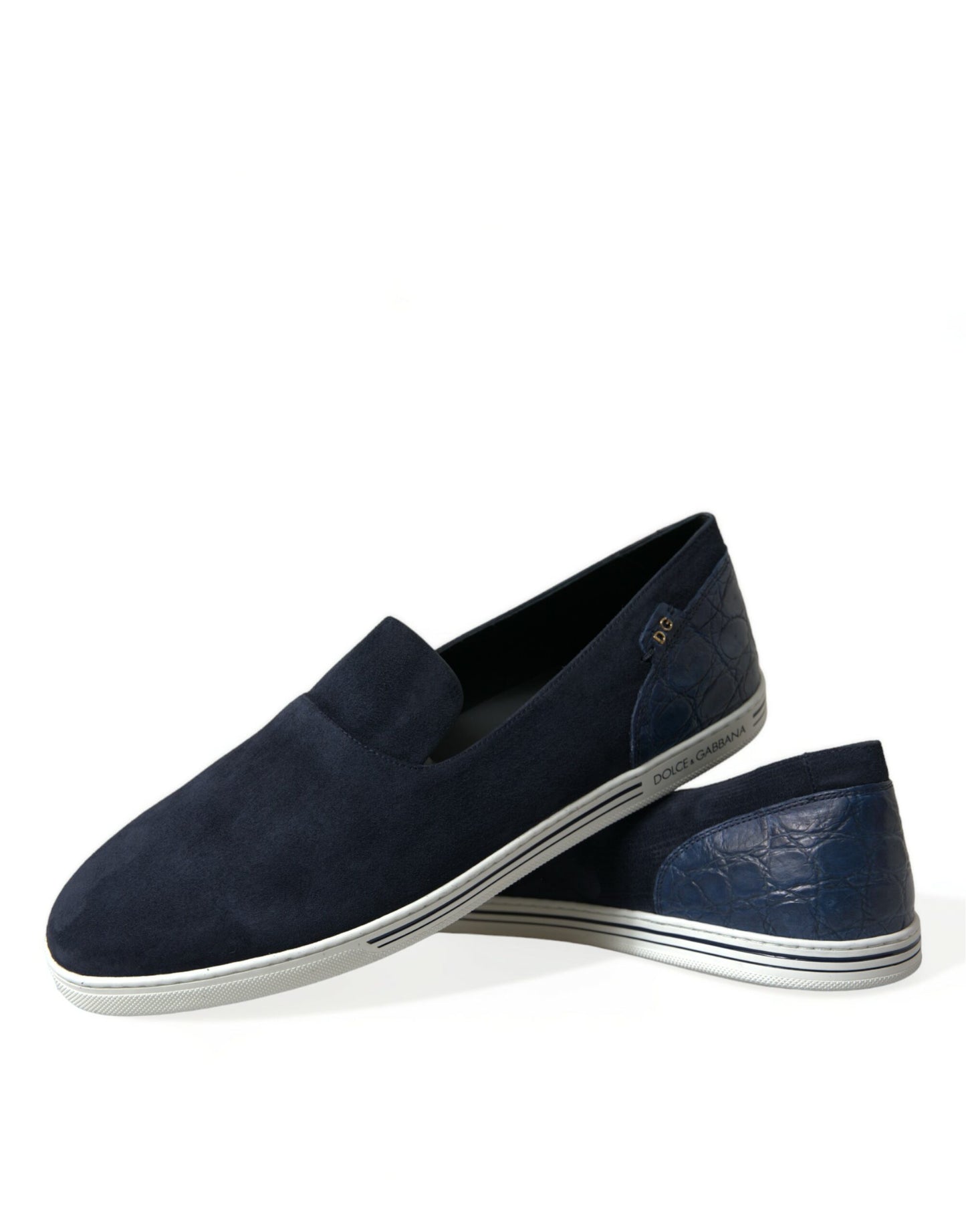 Saint Tropez Suede Slippers with Crocodile Detail