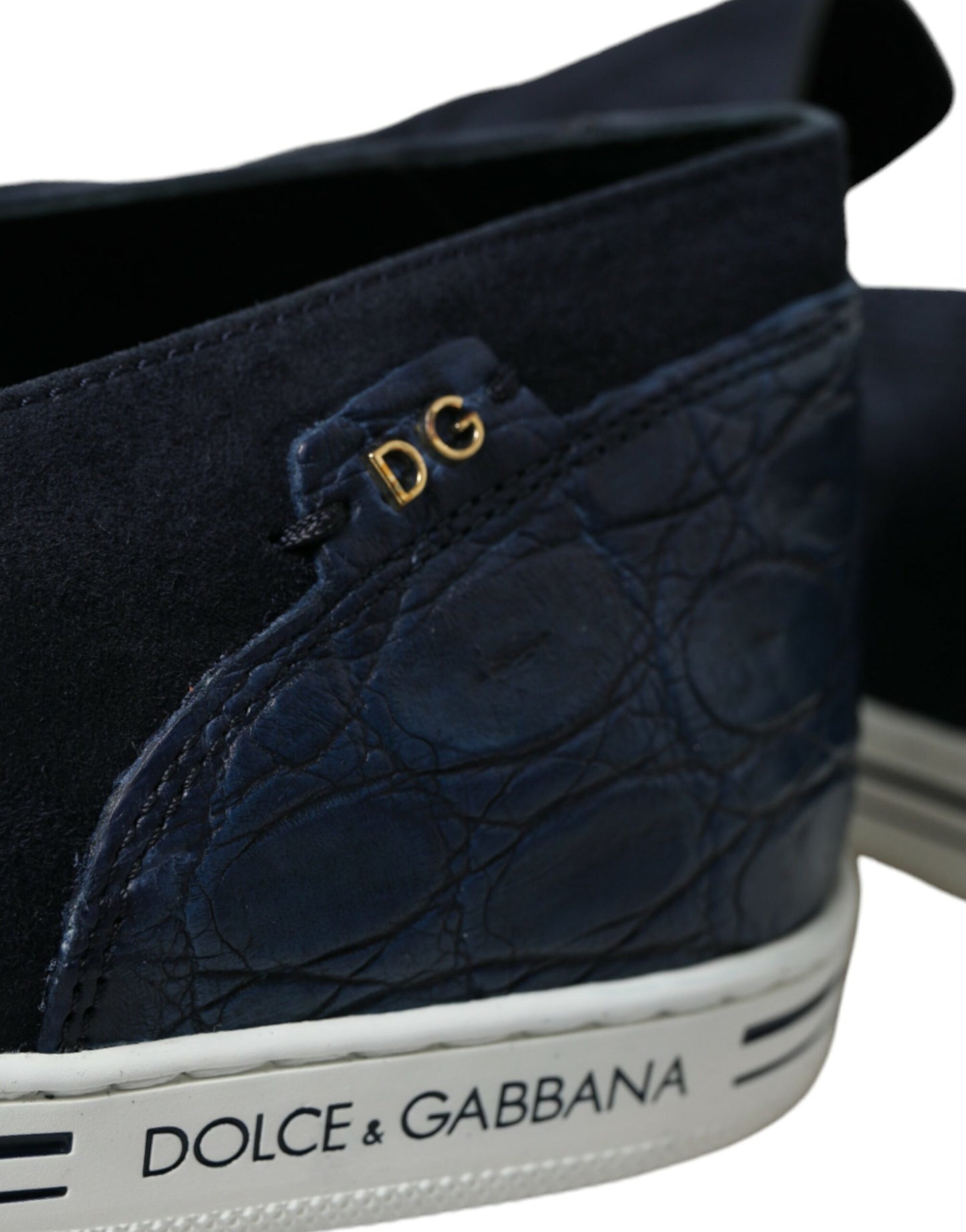 Saint Tropez Suede Slippers with Crocodile Detail