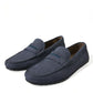 Elegant Blue Leather Moccasin Shoes