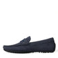 Elegant Blue Leather Moccasin Shoes