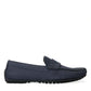 Elegant Blue Leather Moccasin Shoes
