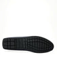 Elegant Blue Leather Moccasin Shoes