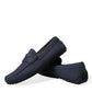 Elegant Blue Leather Moccasin Shoes