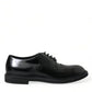 Elegant Black Leather Derby Dress Shoes