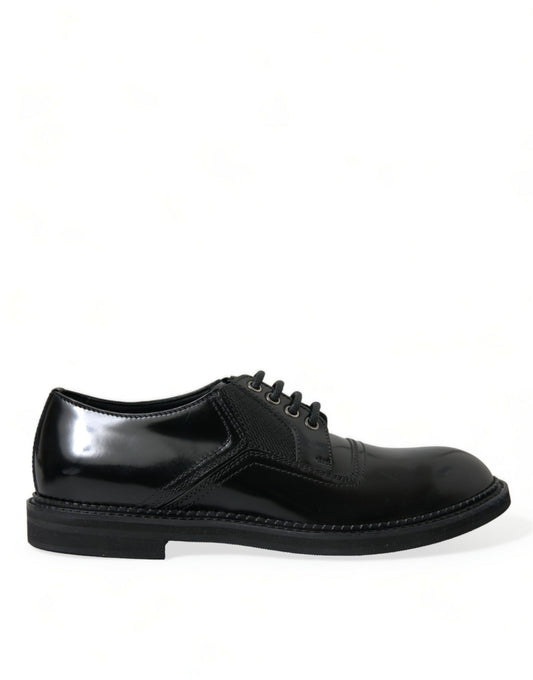 Elegant Black Leather Derby Dress Shoes