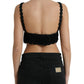 Elegant Black Crochet Corset Top