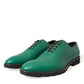 Elegant Green Leather Oxford Dress Shoes
