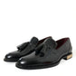 Elegant Tassel Leather Loafers - Black