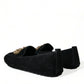 Black Calfskin Loafers with Crystals