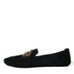 Black Calfskin Loafers with Crystals