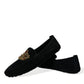 Black Calfskin Loafers with Crystals