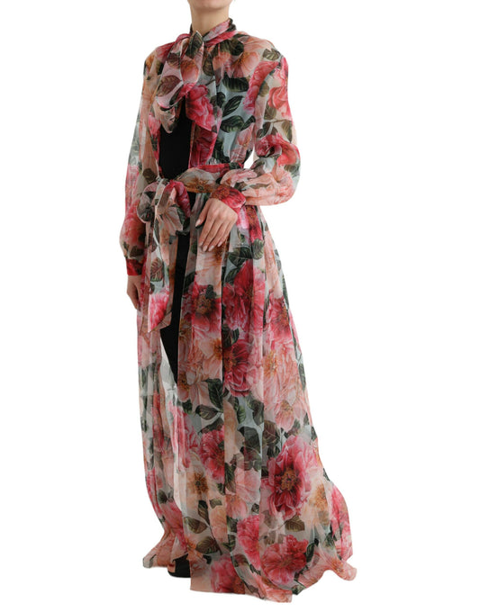 Floral Silk Chiffon Maxi Coat