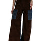Elegant High-Waist Corduroy Cargo Jeans