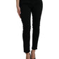 Elegant Black Mid Waist Stretch Jeans