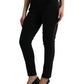 Elegant Black Mid Waist Stretch Jeans