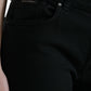 Elegant Black Mid Waist Stretch Jeans
