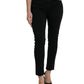 Elegant Mid Waist Stretch Jeans in Black