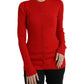 Elegant Red Cashmere-Silk Cardigan