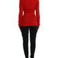 Elegant Red Cashmere-Silk Cardigan