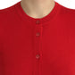 Elegant Red Cashmere-Silk Cardigan