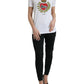 Chic White Cotton Heart Print Tee