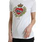 Chic White Cotton Heart Print Tee
