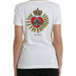 Chic White Cotton Heart Print Tee