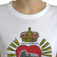 Chic White Cotton Heart Print Tee