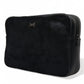 Elegant Black Leather Clutch with Bee Adornments