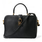 Elegant Black Leather Shoulder Bag with Gold Accents