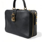 Elegant Black Leather Shoulder Bag with Gold Accents