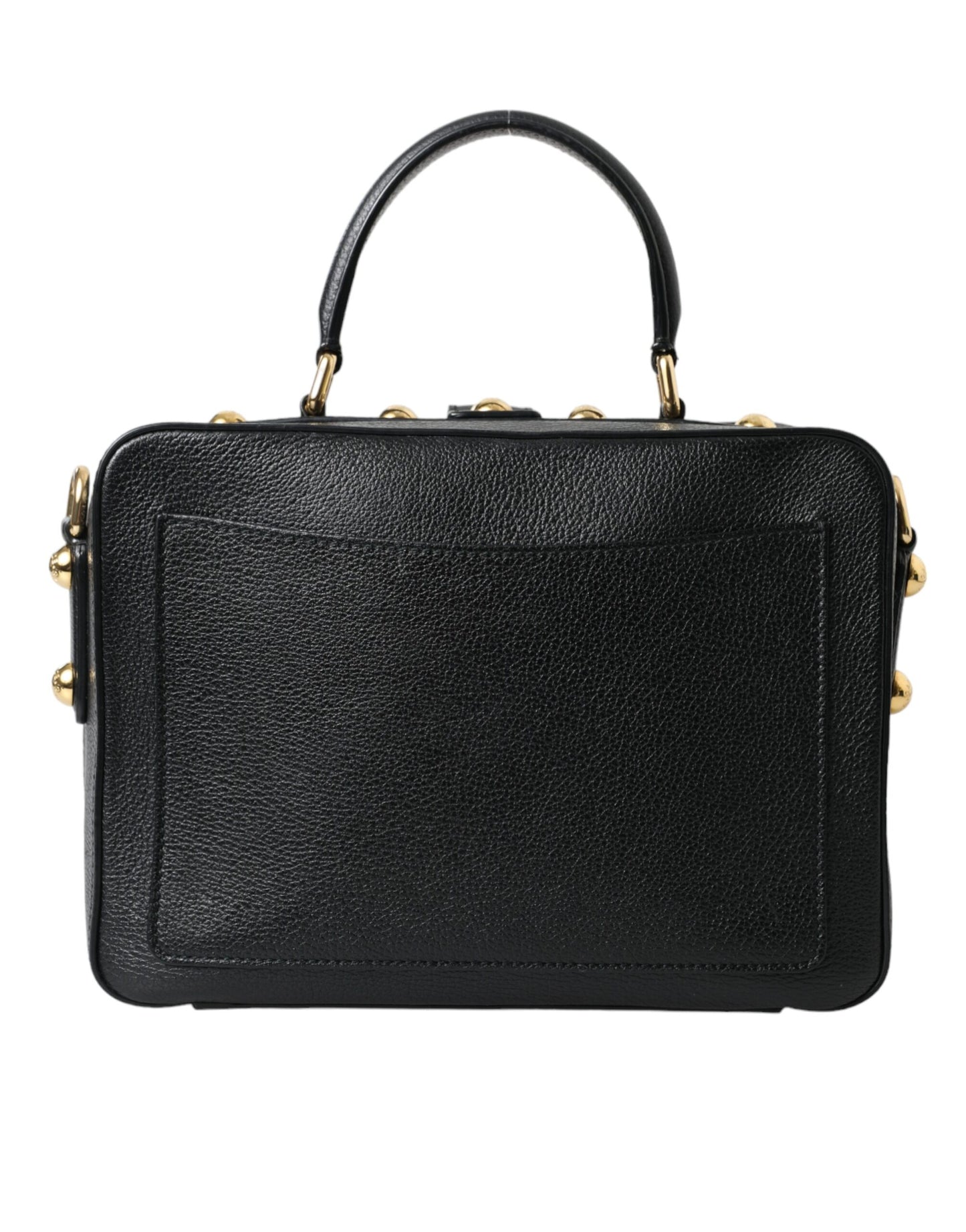 Elegant Black Leather Shoulder Bag with Gold Accents