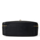 Elegant Black Leather Shoulder Bag with Gold Accents