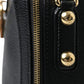 Elegant Black Leather Shoulder Bag with Gold Accents